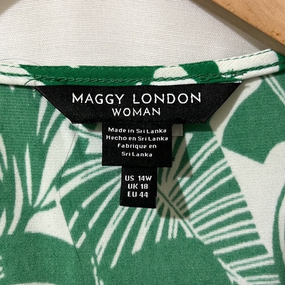 Maggy London Green Leaf Wrap Dress a306 - Picture 2 of 5